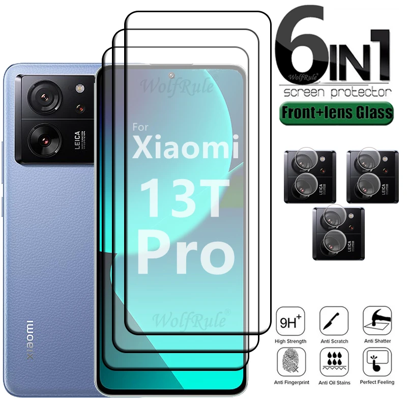 6 en 1 para Xiaomi 13T Pro vidrio para Mi 13T Pro vidrio templado cubierta completa Protector de pantalla Mi 11T 12T 13T Pro 11 12 Lite 13 vidrio - imagen 2