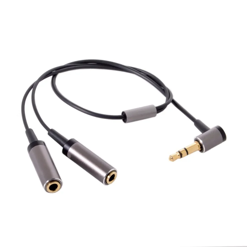 1 en 2 salidas 3,5mm codo estéreo macho a hembra auriculares Cable de Audio divisor 3,5 Mm doble adaptador Audio línea para compartir auriculares