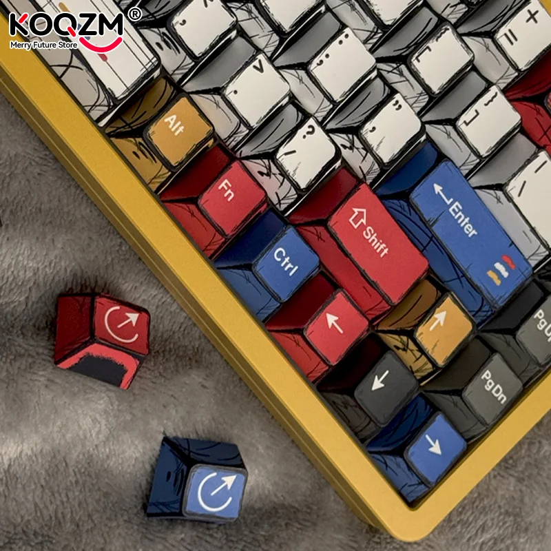 Teclas de cómic con perfil de cereza, luz mixta PBT Dye-Sub, juego grande para teclado mecánico, teclado para juegos, interruptores MX Hi75, regalo para niño