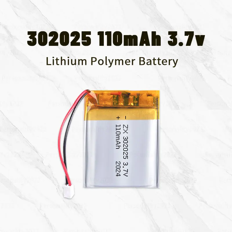 Batería Li Po 3.7V 302025 Baterías de iones de litio, polímero de litio de 110mAh para purificador Bluetooth, equipo de seguridad, lámparas de minería, celda GPS