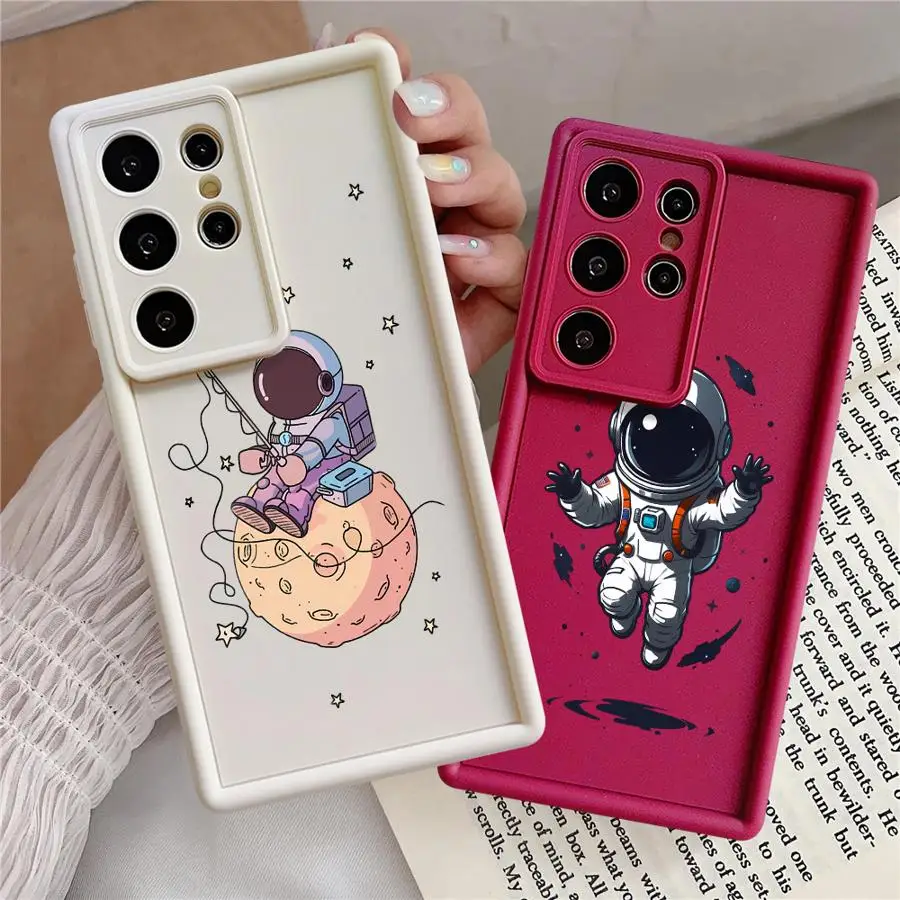 Space Astronaut Cool Soft TPU Phone Case for Samsung Galaxy S21 S20 S22 S25 Ultra S23 Plus S24 FE S24 S23 Note 20 Ultra S25  - imagen 3