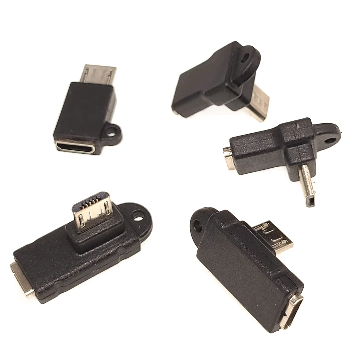 Adaptador de datos micro USB conector macho a hembra, conector hembra a micro USB macho de 5 pines, esquinas izquierda y derecha, 90 grados - imagen 3