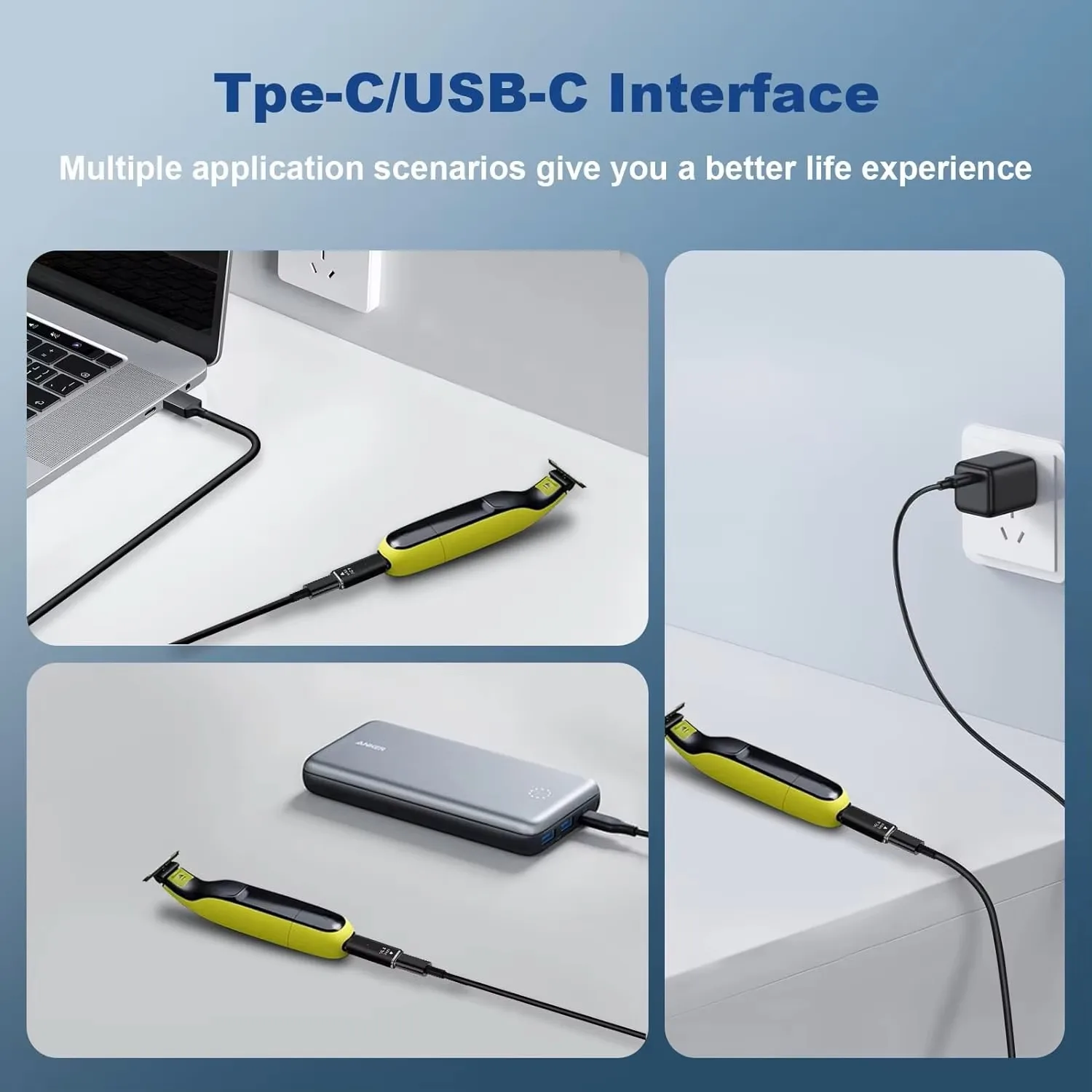 Adaptador de afeitadora Hobo 4,3 V tipo C, convertidor de carga para Philips Norelco One Blade QP2520 QP2515 QP2620 con indicador de carga - imagen 5