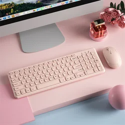 Combo Teclado y Ratón Inalámbricos Rosa - Silencioso y Ergonómico