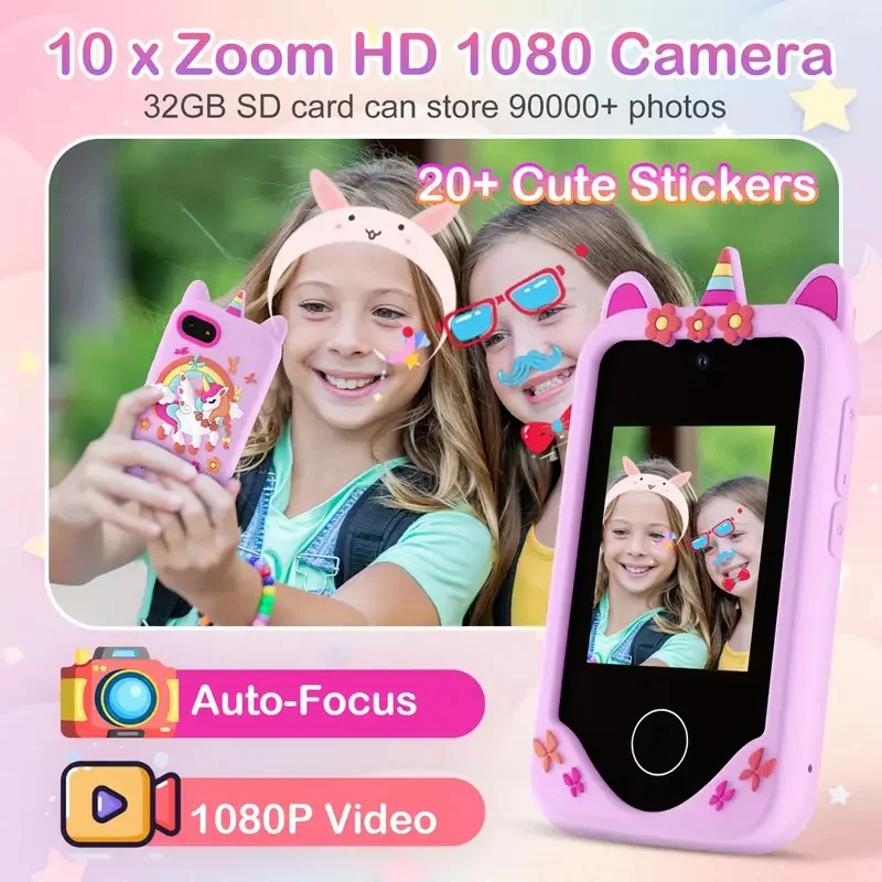 Teléfono inteligente para niños de 2,8 pulgadas, cámara Dual de 1080P, juegos educativos, juguete de entrenamiento de hábitos, teléfono de aprendizaje, reproductor MP3, regalo de cumpleaños y Navidad - imagen 4