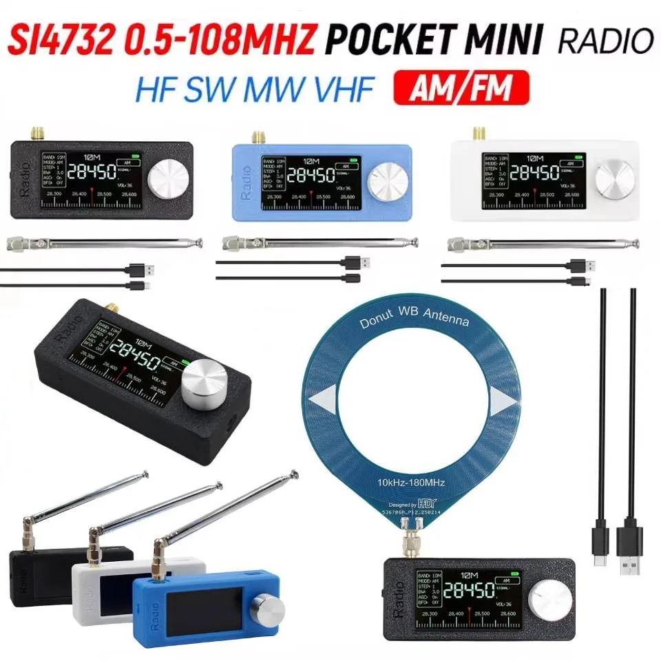 Nuevo SI4732 0,5-108 mhz Mini Radio de bolsillo LSB USB AM FM receptor de Radio de todas las bandas con antena pantalla IPS de 1,9 pulgadas HF SW MW VHF Radio - imagen 2