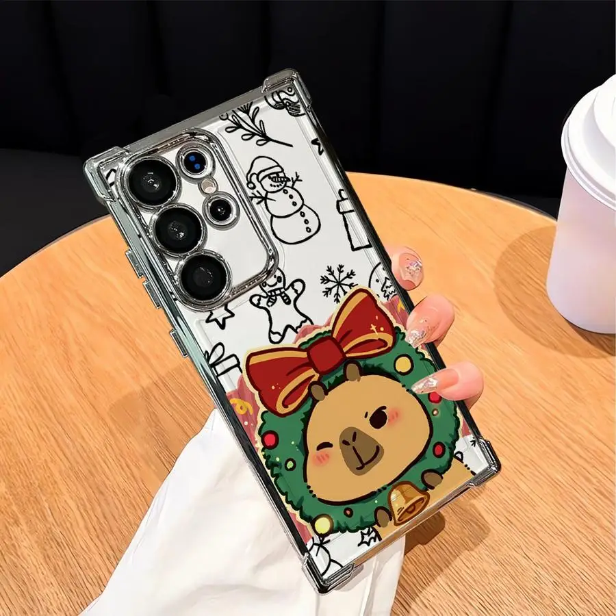 Funda navideña de capibara para Samsung Galaxy S23 S24 S20 FE S21 Plus S25 Edge S22 Ultra transparente - imagen 2