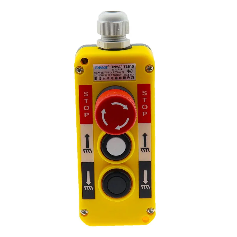 Interruptor de botón Industrial resistente al agua, interruptor de parada de emergencia para estación de Control colgante de polipasto de grúa eléctrica - imagen 5