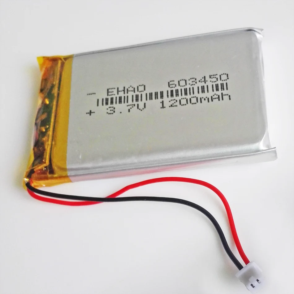 Batería recargable LiPo de polímero de litio de 3,7 V 1200 mAh 603450   + Conector JST de 1,25 mm y 2 pines para libros electrónicos de videojuegos móviles GPS DVD - imagen 5