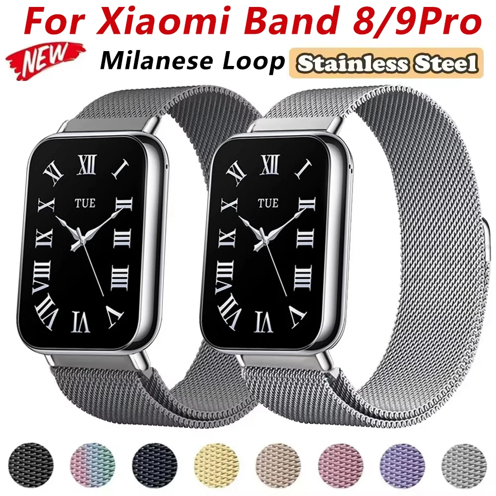 Correa de bucle milanés para Xiaomi Mi Band 9 Pro/Mi Band 8 Pro Correa de repuesto Correa para Redmi Watch 4 5 6 pulsera