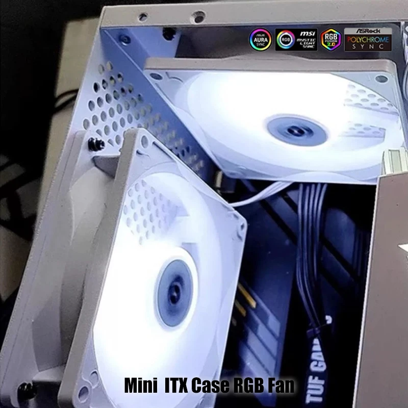 Mini ventilador con cubierta ITX de 8cm y 9cm, enfriador de agua/aire, ventilador de radiador de CPU 8025 9225 MB 5V SYNC + 4 pines PWM negro/blanco - imagen 5