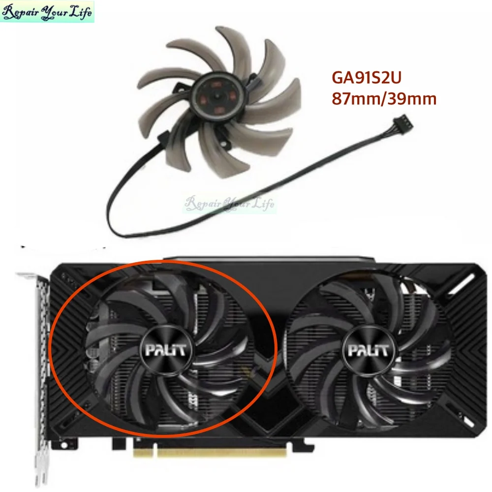 GA91S2U 87mm tarjeta de vídeo gráfica de ordenador GPU ventilador de refrigeración para EMTEK/PALIT RTX2060 2060S 2070 DURA VGA ventilador de refrigeración radiador 4 pines - imagen 5