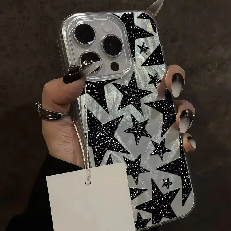 Funda de teléfono negra con diseño de estrella de cinco puntas para iPhone 17 Pro Max 16 16E 15 14 13 12 11 XR XS 17 Air 16 Pro, funda trasera a prueba de golpes - imagen 2