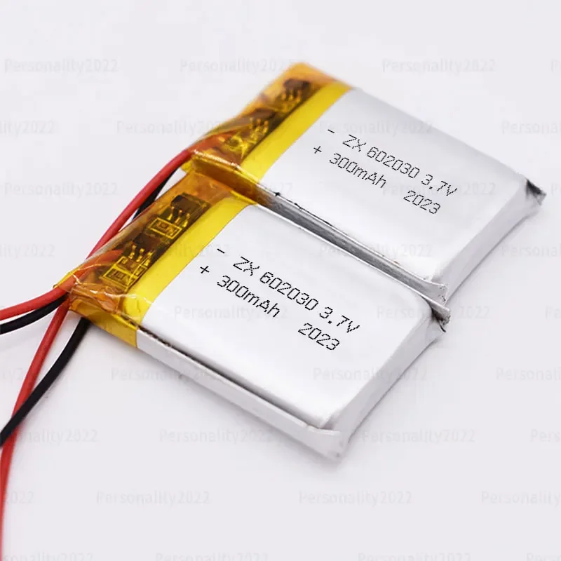 602030 Batería de litio 300mAh 3,7 V 2lipo baterías recargables de polímero de iones de litio para auriculares Bluetooth altavoz Monitor temporizador automático - imagen 3