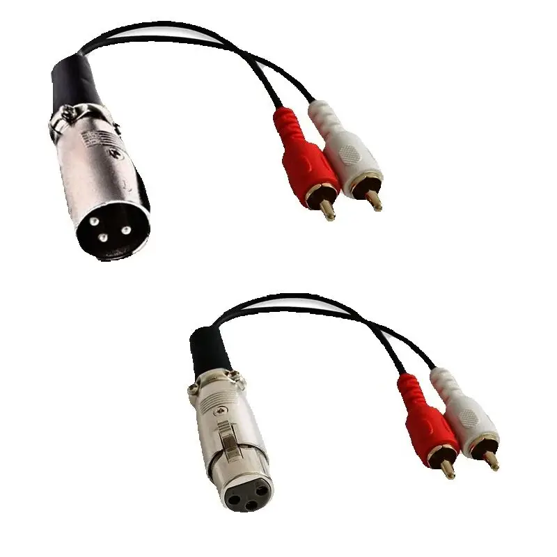 Cable de enchufe RCA de Audio macho a 2 XLR 3 pines macho hembra amplificador de cañón enchufe de mezcla Cable AV doble XLR a Cable RCA Dual