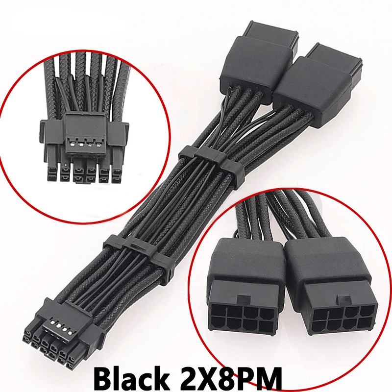 GPU RTX4090 RTX4080 Series 16AWG 2x8pin PCI-e a 16Pin (12 + 4) PCI-e 5,0 12VHPWR conector codo de 90 grados, nuevo - imagen 5