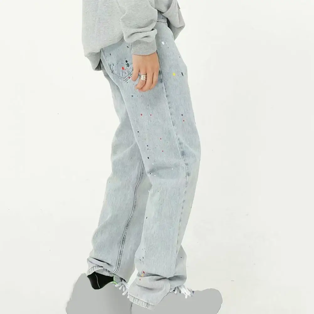 Pantalones vaqueros holgados de Graffiti para hombre, pantalones de mezclilla de moda coreana, pantalones casuales con bolsillos, pantalones de pierna ancha, primavera y otoño - imagen 4