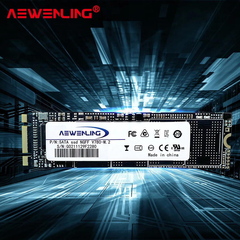 AEWENLING Disco Duro M.2 SATA Ordenador Escritorio Portátil Disco Duro 128mm 64GB 256GB 512GB 2280GB 1TB NGFF SATA3 2280 - imagen 3