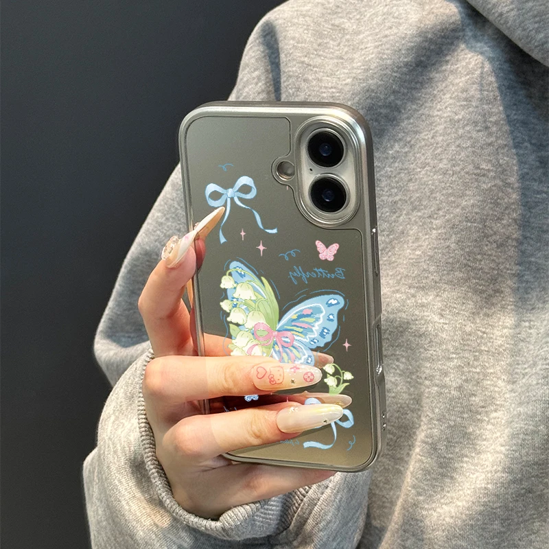Funda de teléfono con mariposa azul para iPhone 11/12/13/14/15/16/17 Pro Max AIR PLUS, funda de teléfono epoxi TPU anticaída - imagen 5