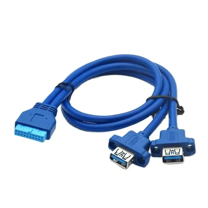 Panel de montaje de tornillo hembra USB de doble puerto tipo a placa base Cable de 20 pines Cables de carcasa de PC 20 pines 30cm 50cm 75cm - imagen 2