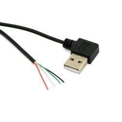 Cable USB macho ángulo recto a hilos sueltos para soldadura, negro