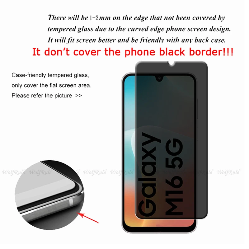 1/2/3/4 Uds para Samsung Wide 8 vidrio Samsung Wide 8 vidrio templado privacidad Anti-espía pegamento Protector de pantalla Samsung Galaxy Wide 8 - imagen 3