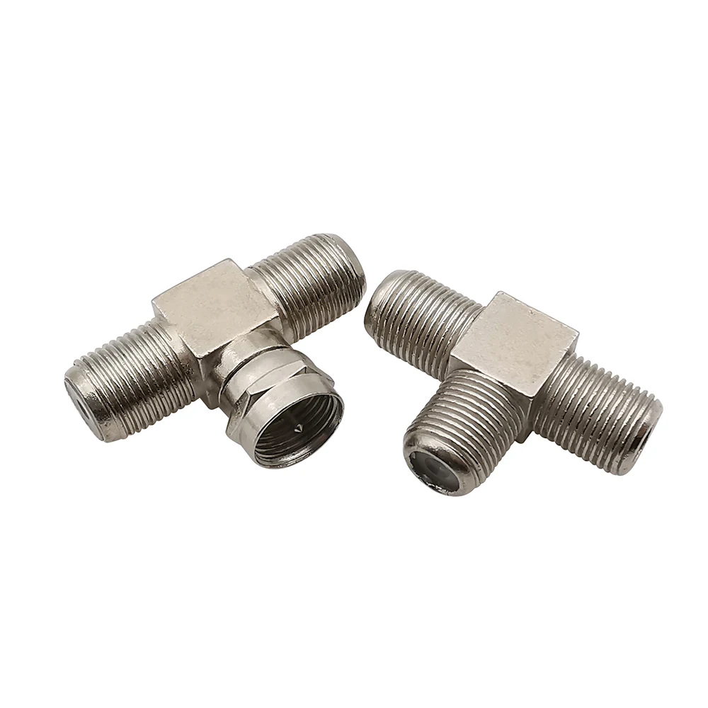 1/2/5 Uds F macho hembra enchufe a doble F hembra adaptador 3 vías tipo T divisor RF conector Coaxial para Cable de antena - imagen 2