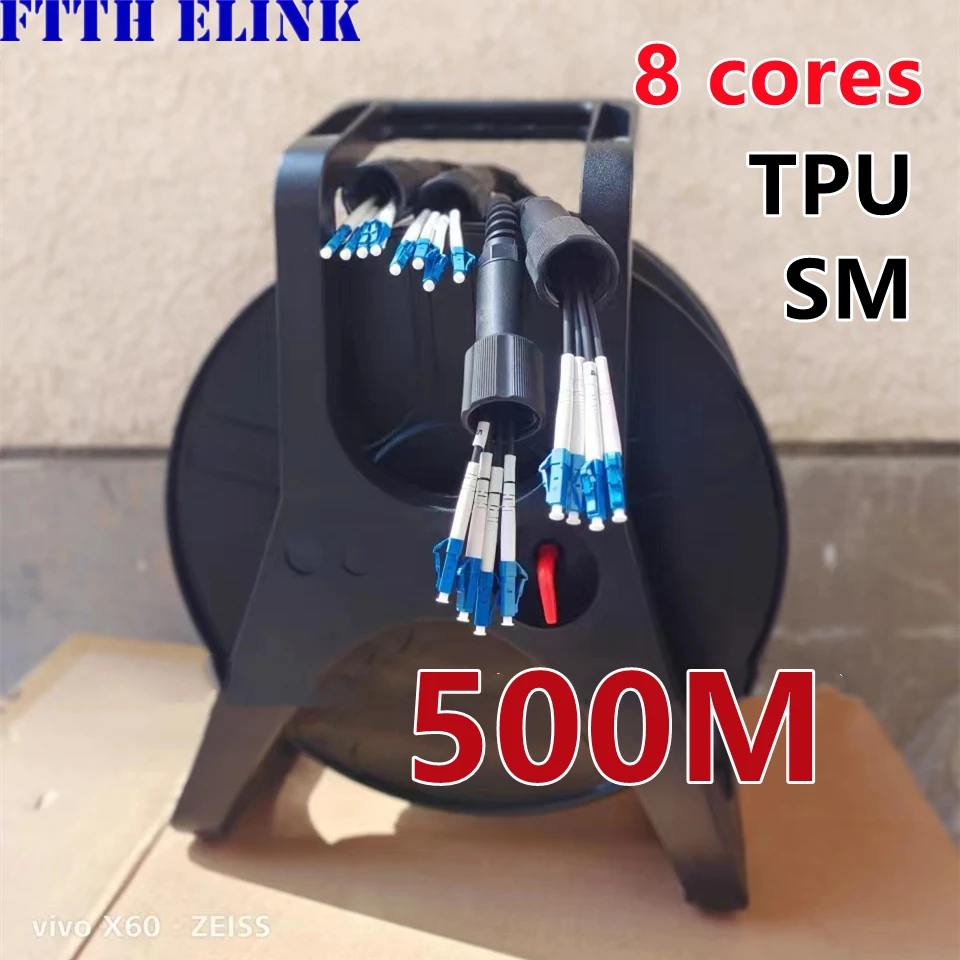 Cable de conexión de fibra óptica blindado 8C TPU LC-LC 500m con carrete de tambor PCD380 8 núcleos SM LSZH 5mm impermeable monomodo FTTH para exteriores - imagen 2
