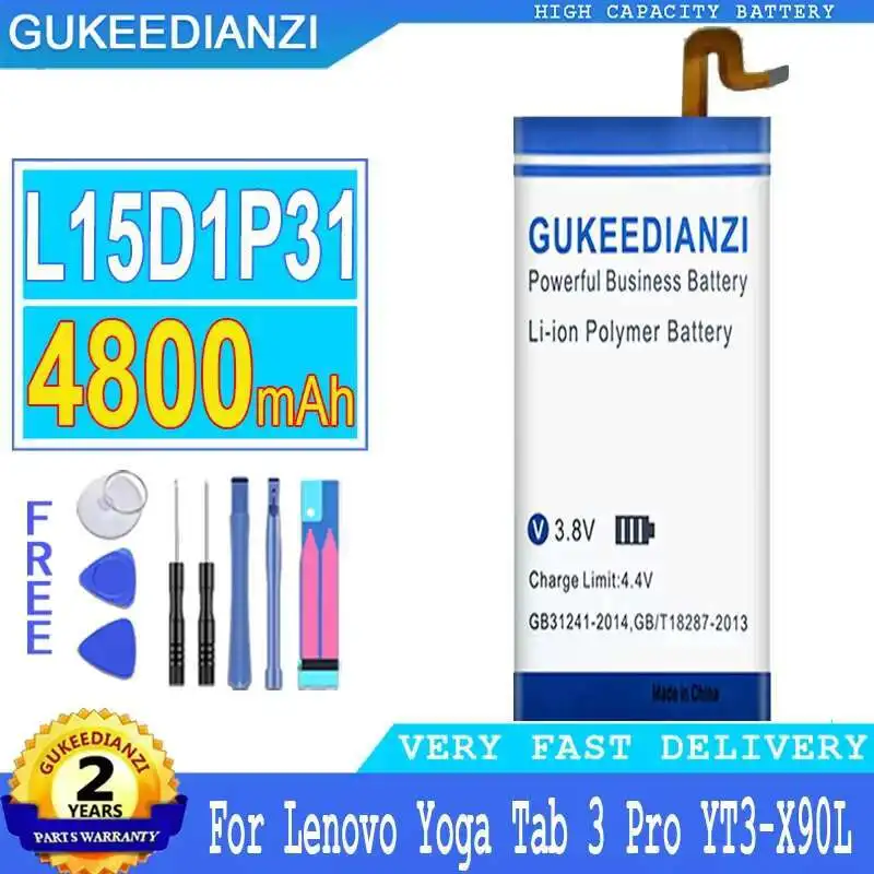Para Lenovo Yoga Tab 3 Pro YT3-X90L YT3-X90F YT3-X90X X90 batería de tableta L15D1P31 de larga duración 4800Mah