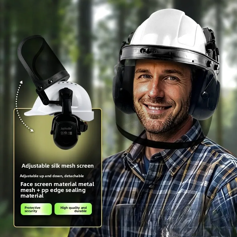Casco protector Casco de seguridad multifuncional Malla de acero Protección facial Equipo de protección para cortacésped Casco forestal CE - imagen 3
