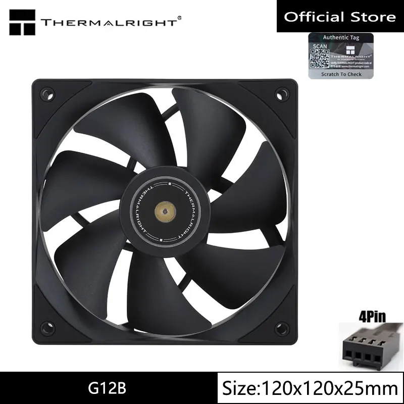 Ventilador de chasis Thermalright TL-G12B negro de 12CM ventilador de 1500rpm con rodamiento hidráulico PWM de 4 pines - imagen 2