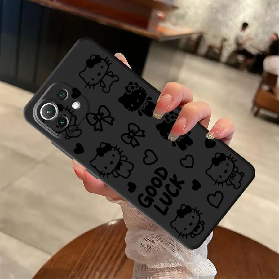 Funda de teléfono suave negra para Xiaomi Mi 10T 11T 12T Pro 11 12 13 Lite 12X 13 14 15 Pro Sanrio minimalista Hello Kitty - imagen 5