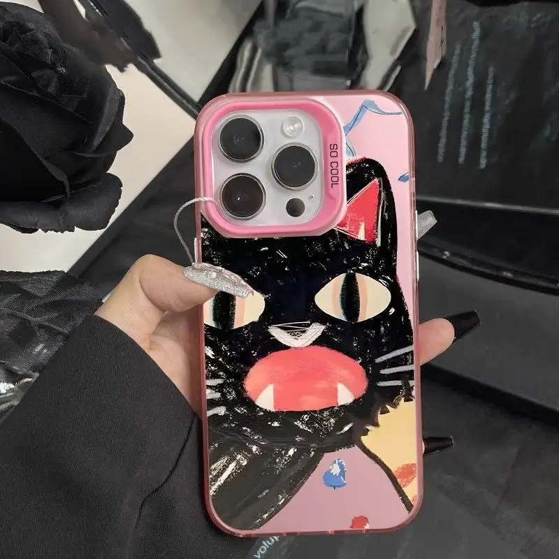 Funda de gato Angry Doodle para Iphone, cubierta de acrílico duro a prueba de golpes, mate, IMD, 15 Pro Max, 11, 12, 13, 14 Pro Max, XS Max, XR - imagen 5