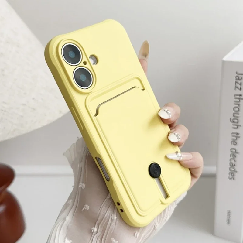 Funda blanda de silicona líquida cuadrada de lujo para iphone 16, 15, 14, 13, 12, 11 Pro Max Plus, soporte con ranura para tarjetas, cartera, funda de teléfono a prueba de golpes - imagen 2