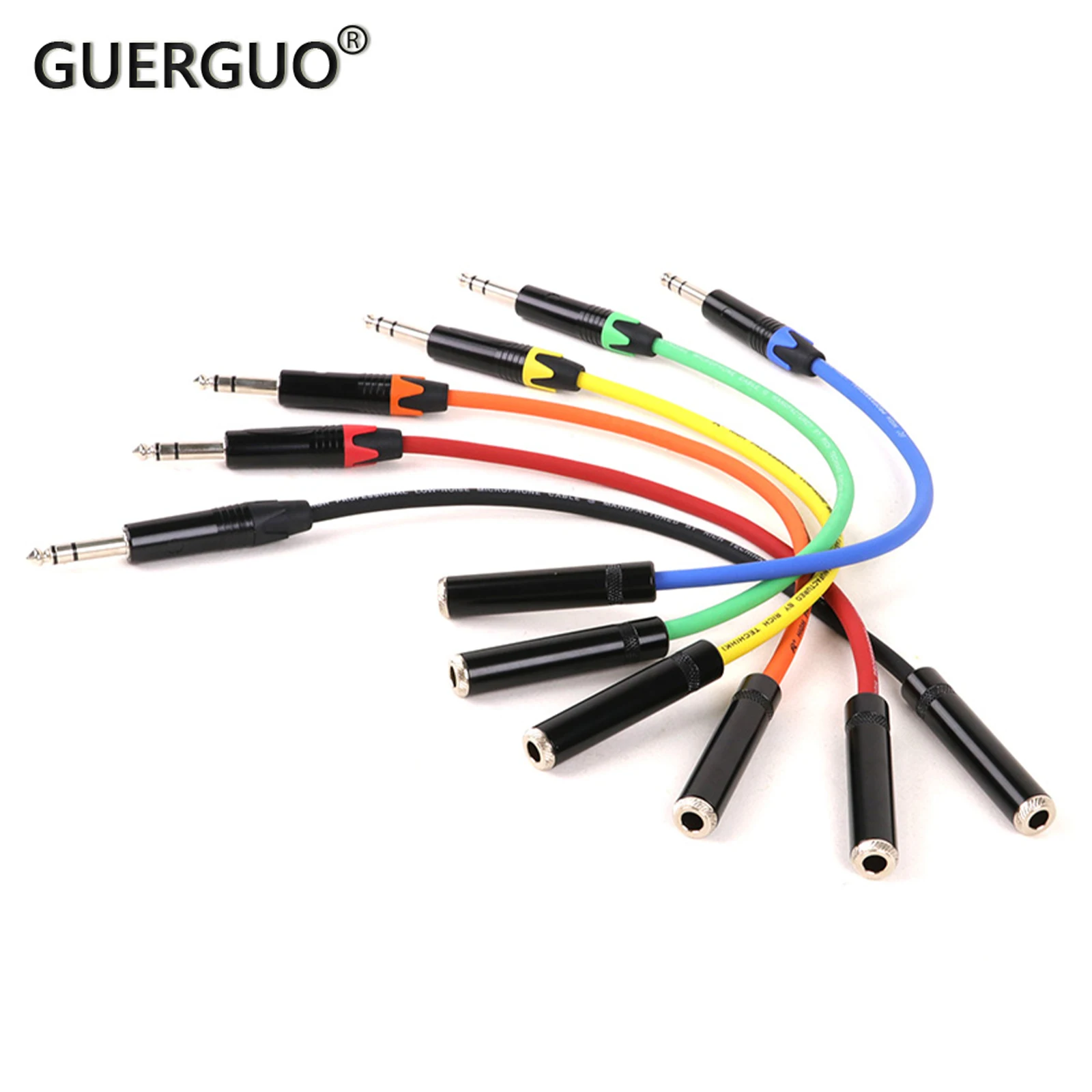 Adaptador TRS 1/4 macho a 1/4 hembra, conector adaptador de Audio estéreo de 6,35mm, Cable extendido equilibrado para guitarra, altavoz y amplificador