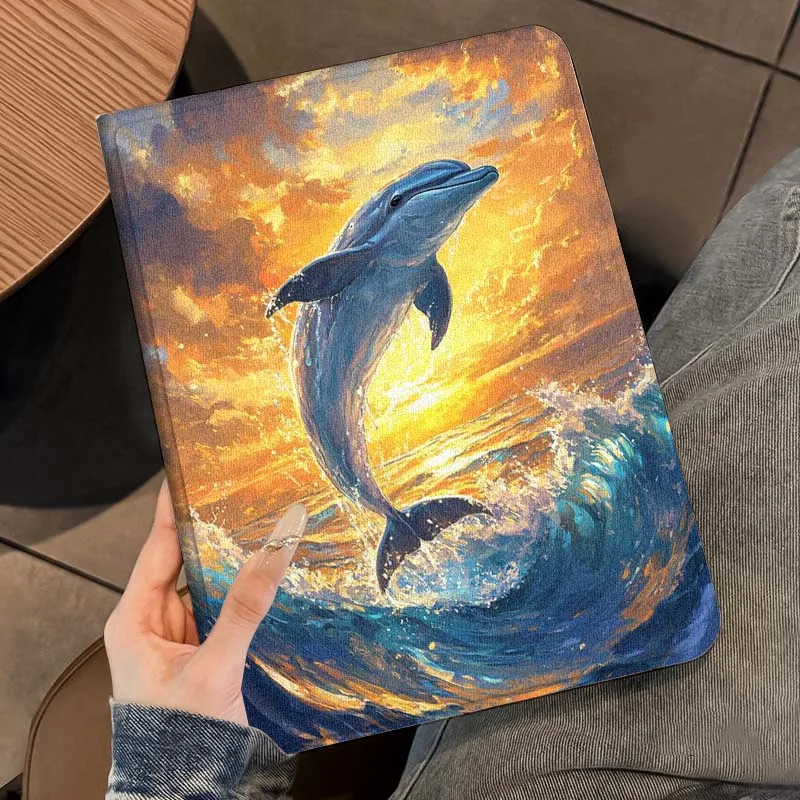 Color tiburón tortuga marina arte para iPad Pro Air Mini 2 3 4 5 6 7 7th 8th 9th 10th 11th 10,2 9,7 10,5 10,9 11 12,9 13 funda para tableta - imagen 4