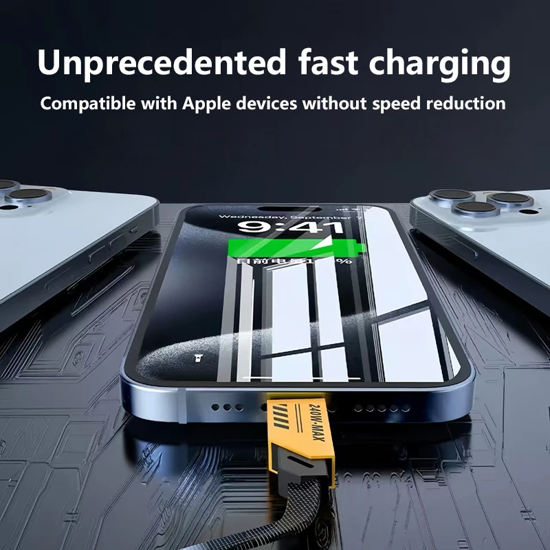 Cable de carga rápida 3 en 2 de 240W para Cable cargador Micro USB tipo C Cable de datos móvil de carga rápida multipuerto para iPhone Huawei - imagen 3