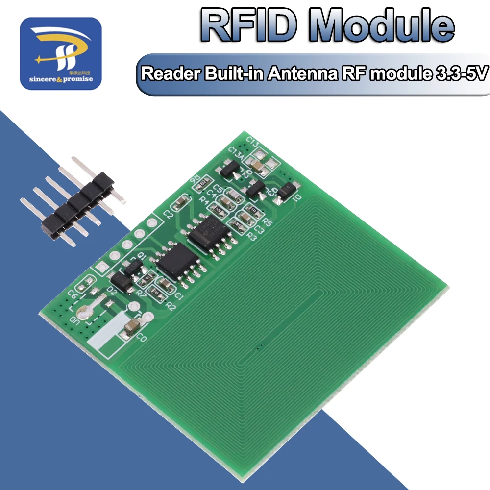 Módulo lector de tarjetas RFID de 3,3-5V, lector de tarjetas de 125khz, antena integrada, módulo RF, salida serie UART, Super RDM6300