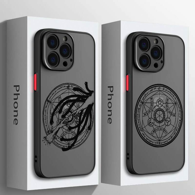 Funda de teléfono de moda Fullmetal Alchemist para Apple iPhone 15 14 13 12 11 XS Mini Pro Max 8 XR X mate translúcido esmerilado - imagen 2