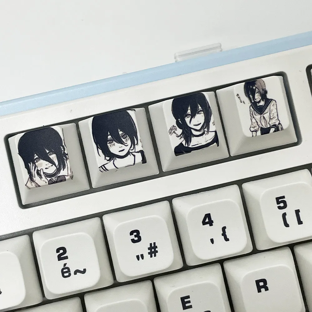 Reze Keycaps Cherry Profile PBT sublimación motosierra hombre Keycaps 12 teclas dibujos animados Anime juego Jinx Frieren tapas de teclado personalizadas - imagen 5