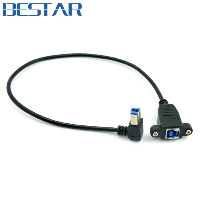 Negro USB 3,0 USB3.0 montaje en Panel trasero tipo B hembra a ángulo recto 90 grados tipo B conector adaptador de Cable de extensión macho - imagen 5