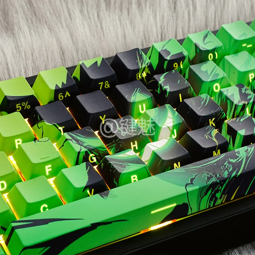 Gunghost-tapa de llave Cherry serie grabada lateral, transmisión de luz de tecla PBT 130, adecuada para teclado mecánico ISO 60/84/98/108 - imagen 4