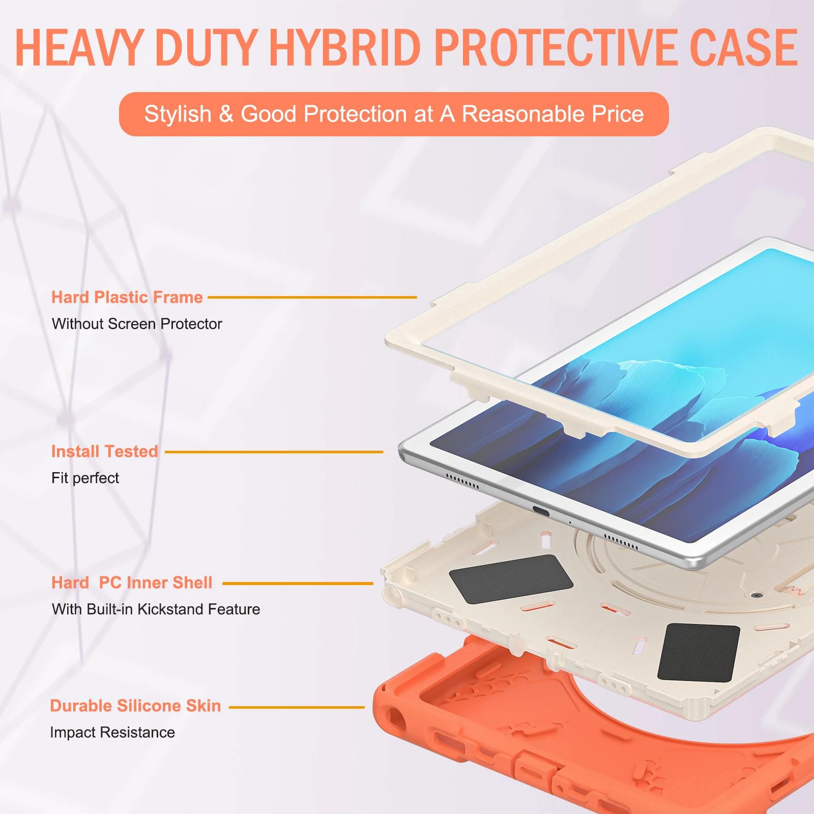 Funda resistente para Samsung Galaxy Tab A7 10,4 2022 2020 SM-T509 T500 T505 T507 360 cubierta con soporte giratorio con correa para mano y hombro - imagen 2