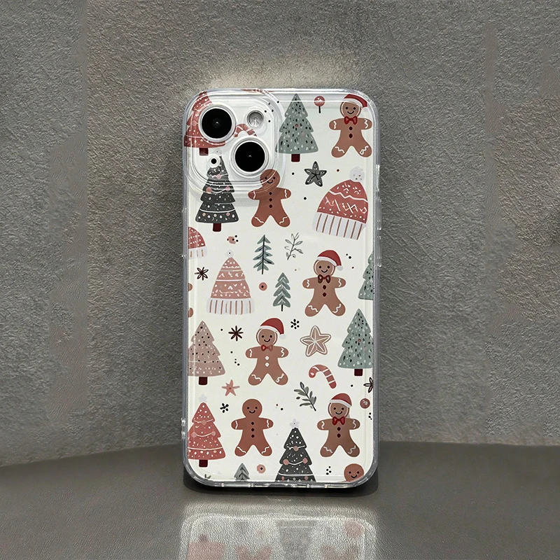 Funda transparente navideña de hombre de jengibre para iPhone 16 15 14 13 12 Mini 11 Pro Max XS X XR 8 7 Plus Funda de silicona a prueba de golpes - imagen 2