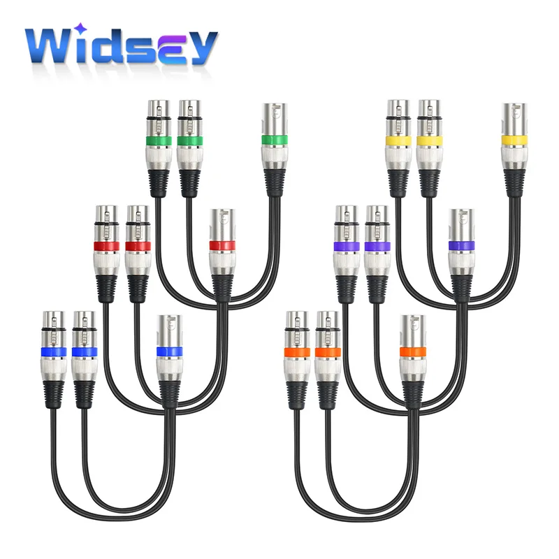 Cable de Audio XLR 1 a 2, conector adaptador de micrófono de escenario Canon de 3 pines macho a hembra, enchufe de aleación de Zinc de 1 punto 2, 30cm, Multicolor