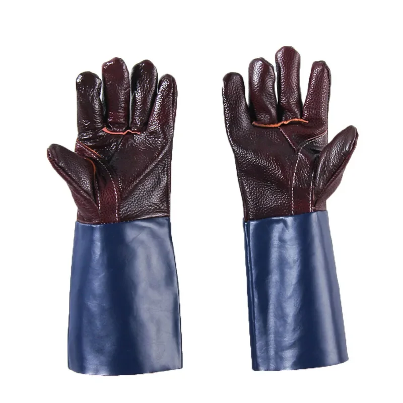 Guantes de trabajo protectores de soldadura de cuero extendidos resistentes al desgaste suave