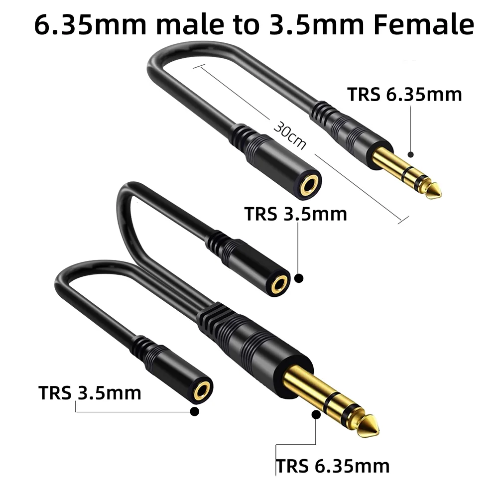 Adaptador de Audio auxiliar Jack de 6,5mm a 3,5mm, 6,35mm, 1/4 TRS a Cable de extensión estéreo Dual de 3,5mm para amplificador, mezclador de auriculares y altavoz
