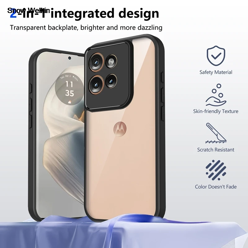 Funda de silicona transparente para Motorola Edge 60 Neo edge60 Neo PC trasera TPU parachoques a prueba de golpes fundas de teléfono transparentes - imagen 2