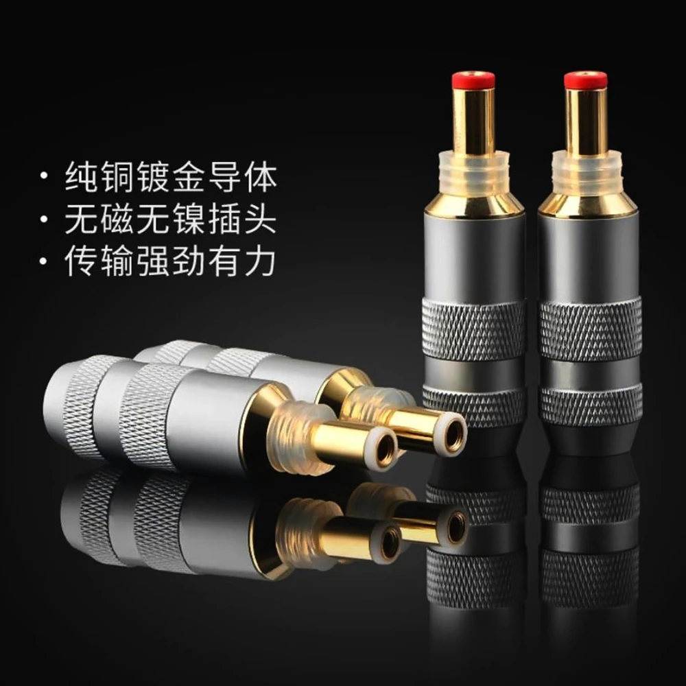 Hifi 5,5*2,1/2, 5mm conector adaptador de pulg CC chapado en oro DC-2.1G/2,5G conector de soldadura de enchufe de alimentación CC para salida de energía lineal - imagen 3