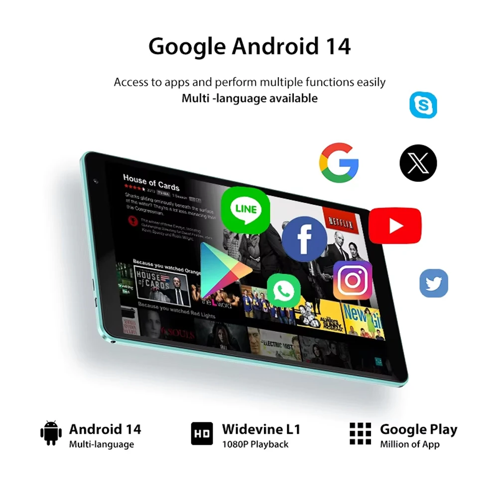 Teclast P85T Tablet PC Allwinner A523 8 núcleos/8 pulgadas 1280*800 HD IPS/4GB RAM/64GB ROM/5000mAh tipo C/Android 14/WiFi6 + BT5.2 - imagen 3